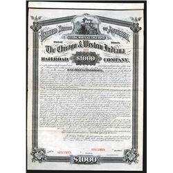 Chicago & Western Indiana Railroad Co. 1882 Specimen Bond.