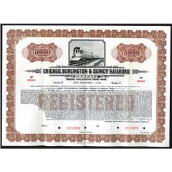 Chicago, Burlington & Quincy Railroad Co., 1942 Specimen Bond.