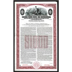 Chicago, Terre Haute and Southeastern Railway Co. Specimen Bond.