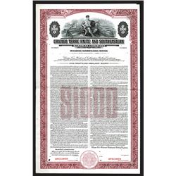 Chicago, Terre Haute and Southeastern Railway Co. Specimen Bond.