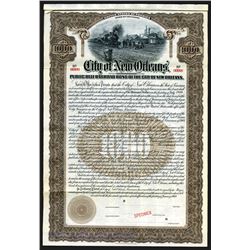 City of New Orleans - Public Belt Railroad Bond of the City of New Orleans 1909 Specimen.