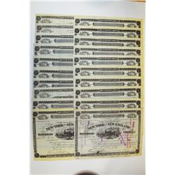 New York & New England Railroad Co. Stock Certificate grouping.