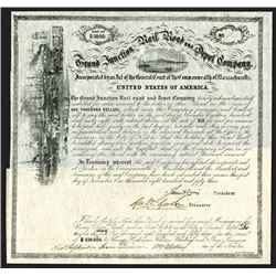 Grand Junction Rail Road and Depot Company Issued Bond. 1853.