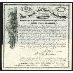 Grand Junction Rail Road and Depot Company Issued Bond. 1853.