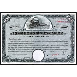 Richmond, Fredericksburg and Potomac Railroad Co. ca.1900 Specimen Dividend Obligation.