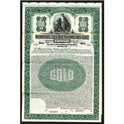 Milwaukee Electric Railway and Light Co. 1921. Specimen Bond.