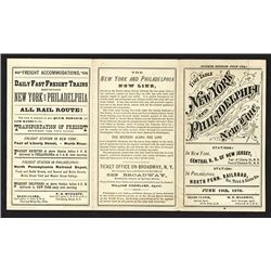 New York and Philadelphia "New Line" Bound Brook Route Timetable June 19, 1876.