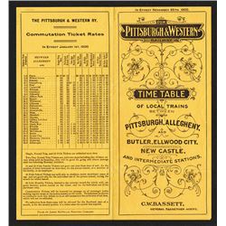 Pittsburgh & Western Railway Timetable Nov. 25, 1900.