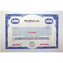 WorldCom, Inc. Specimen Stock Certificate with Facsimile Signature of Bernie Ebbers.