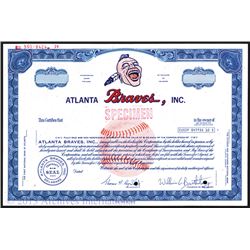 Atlanta Braves, Inc. ca.1960-70's Specimen Stock Certificate.