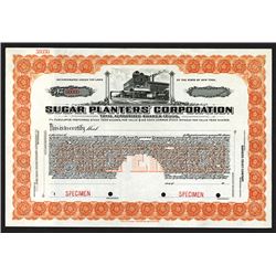 Sugar Planters' Corp., 1917 Specimen Stock Certificate.