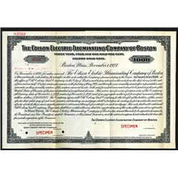 Edison Electric Illuminating Company of Boston, 1927 Specimen Bond.