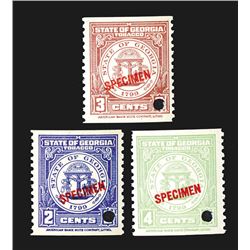 Georgia State Tobacco Stamp Specimens.