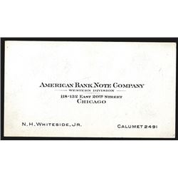 American Bank Note Co. Chicago, 1945 Business Card With Calendar on Back.