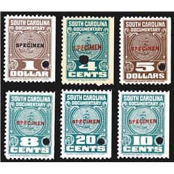 South Carolina Documentary Stamp Specimens.