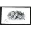 Image 1 : James Smille Proof Engraving of Lion at Home with small Self Portrait of Smille With His Autograph.