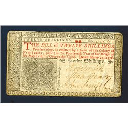 New Jersey, March 25, 1776 Second Issue Colonial Banknote.