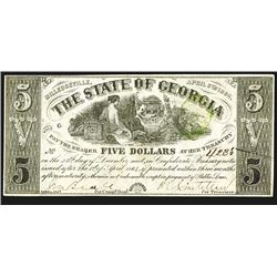 State of Georgia, 1864 Issued Obsolete Banknote.