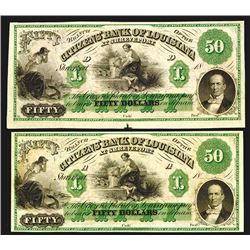 Citizens' Bank of Louisiana, 18xx (ca.1850-60's) Obsolete Banknote Pair.