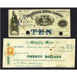 Michigan Mining Scrip Note Pair ca. 1960's.