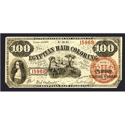 Egyptian Hair Coloring ca.1869 Federal Mimic Advertising Note.