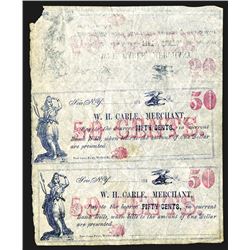 Uncut Sheet of Obsolete New York Scrip Notes. 1860s.