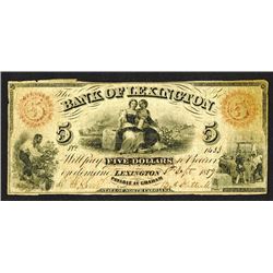 Bank of Lexington, 1859 Obsolete Banknote.