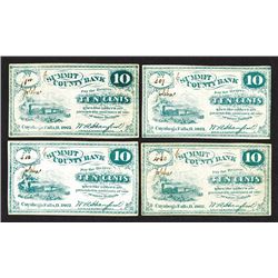 Summit County Bank, Cuyahoga Falls Obsolete Scrip Note Quartet.