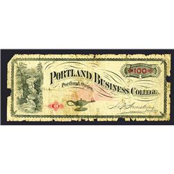 Portland Business College, ND ca.1870-80's College Currency Note.