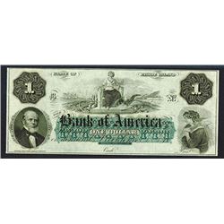 Bank of America, 1860's Obsolete Banknote.