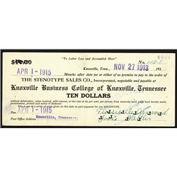 Stenotype Sales Co. College Currency Related Document.