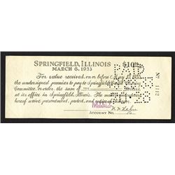 Springfield, Illinois 1933 Depression Scrip