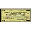 Image 1 : City of Sterling, Colorado Scrip Certificate.