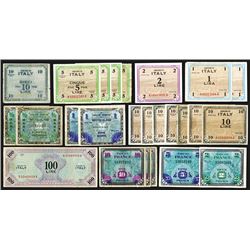 WWII AMC Currency, 24 pieces.