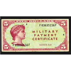 Scarce $5 Series 541 Military Payment Certificate. 1958-1961.