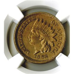 Cent, 1862, NGC AU details, rev scratched.