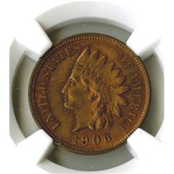 Cent, 1906, NGC MS63 RB pleasing toning