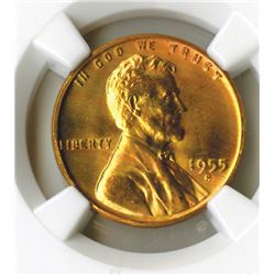 Lincoln Cent, 1955 S, NGC MS65 RD