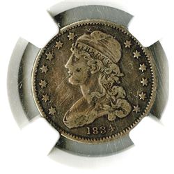 Quarter Dollar, 1834. Reverse rotated to 7:30. Graded VF25.