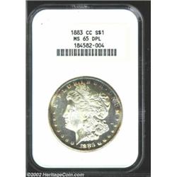 1883-CC S$1 MS65 Deep Mirror Prooflike NGC. A well struck, flashy Gem whose frosty devices float abo