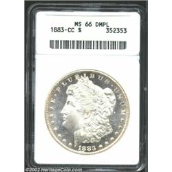 1883-CC S$1 MS66 Deep Mirror Prooflike ANACS. A dash of golden color enhances the flashy, minimally.