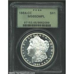 1884-CC S$1 MS65 Deep Mirror Prooflike PCGS. The thickly frosted devices contrast impressively with.