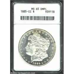 1885-CC S$1 MS65 Deep Mirror Prooflike ANACS. Moderately abraded with fully frosted devices and some