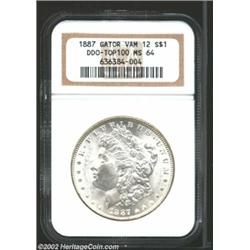 1887 S$1 MS64 NGC. VAM-12. Top 100 Variety. The outline of Liberty's eye is die doubled. A brilliant