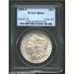 1888-S S$1 MS64 PCGS. Full luster with an overlay of golden toning and near-full definition. If not.