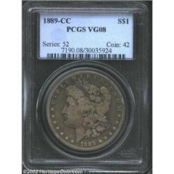 1889-CC S$1 VG8 PCGS. Russet coloration with even wear and significant detail remaining on Liberty's
