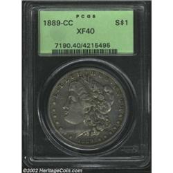 1889-CC S$1 XF40 PCGS. Medium intensity olive-gray patina envelops both sides of this pleasingly ori