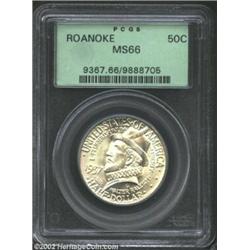 1937 50C Roanoke MS66 PCGS. Fulsome mint luster shimmers beneath an overlay of delicate golden iride