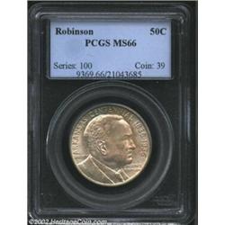 1936 50C Robinson MS66 PCGS. Toned a pastel mauve-gray on the obverse, and a blend of gray with mott