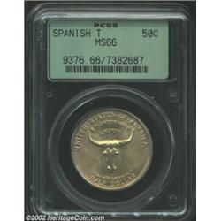 1935 50C Spanish Trail MS66 PCGS. Well struck and virtually pristine. Light tan-gold surfaces, with.